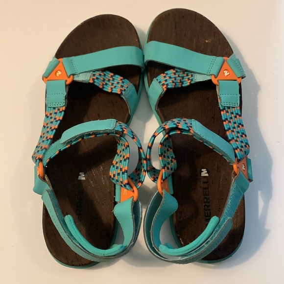 Turquoise Merrell Select Grip Performance Footware Hiking Sandal Women’s Size 8 - Picture 1 of 5